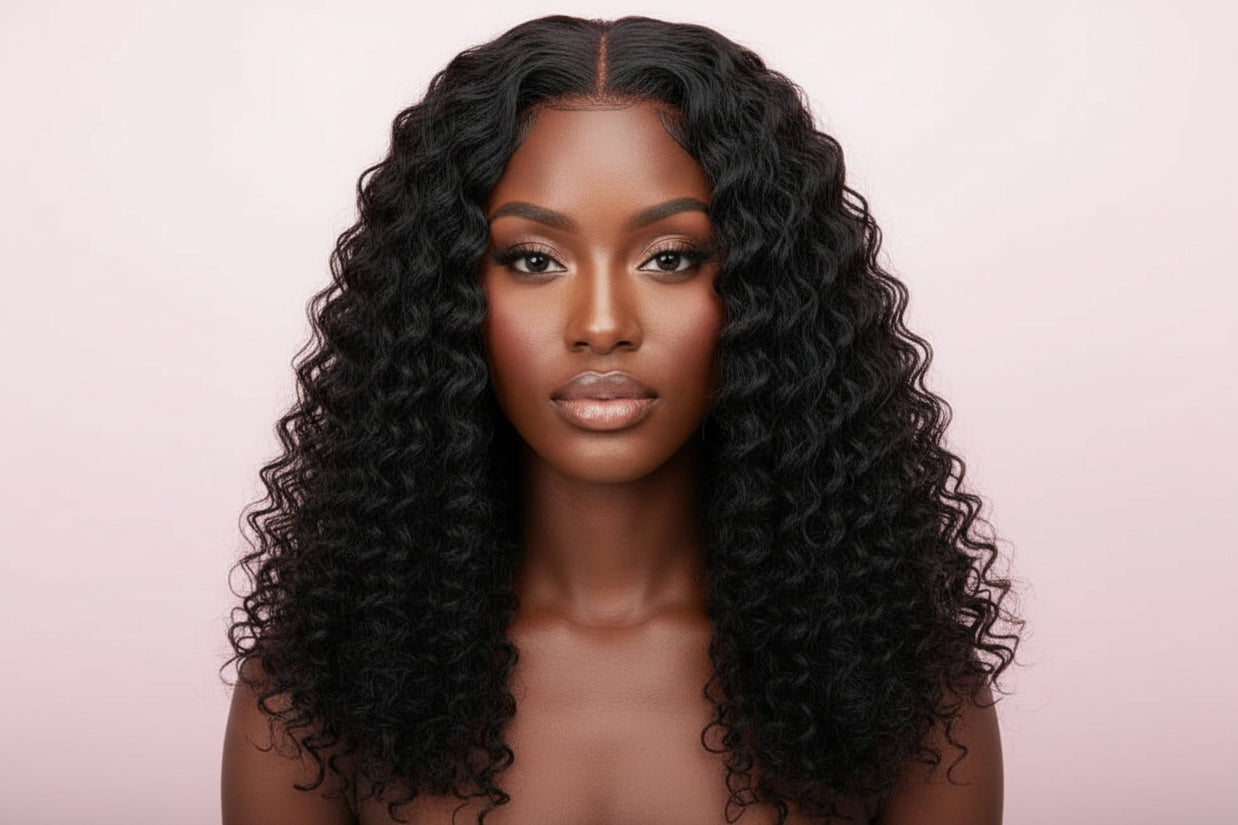 Deep Wave 4x4 Transparent Lace 100% Human Hair Closure Wig  the hair pusher