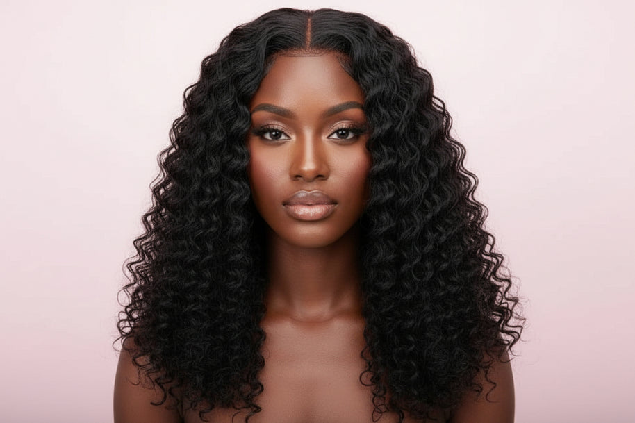 Deep Wave 4x4 Transparent Lace 100% Human Hair Closure Wig  the hair pusher