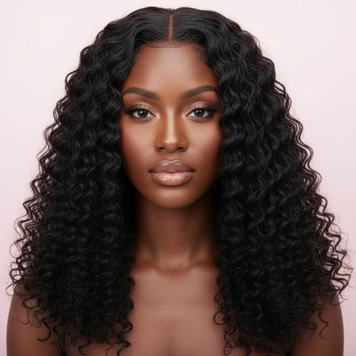 Deep Wave 4x4 Transparent Lace 100% Human Hair Closure Wig  the hair pusher