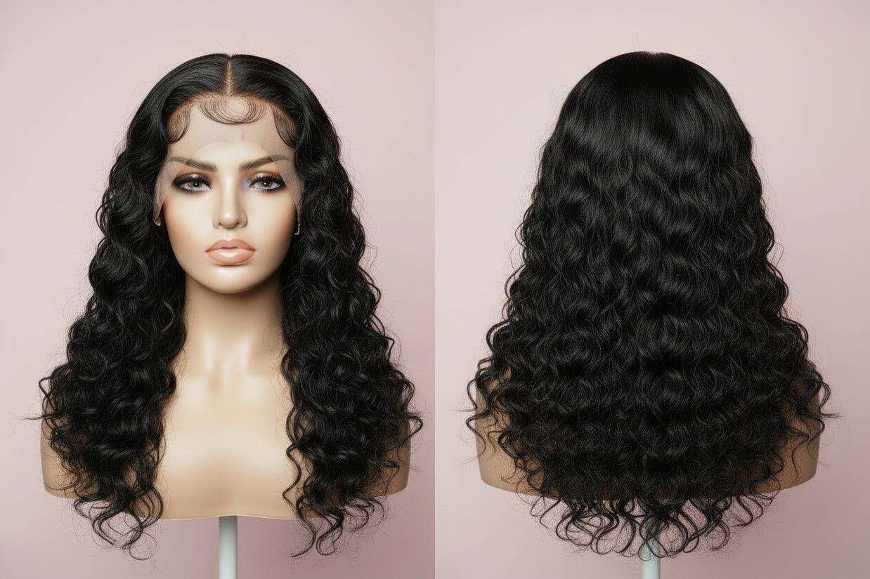 Deep Wave 4x4 Transparent Lace 100% Human Hair Closure Wig The Hair Pusher