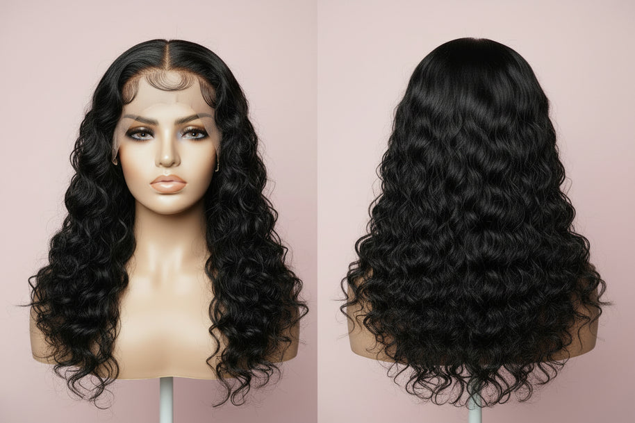 Deep Wave 4x4 Transparent Lace 100% Human Hair Closure Wig The Hair Pusher