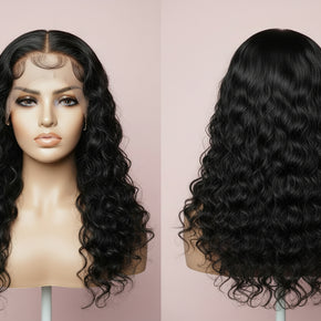 Deep Wave 4x4 Transparent Lace 100% Human Hair Closure Wig The Hair Pusher