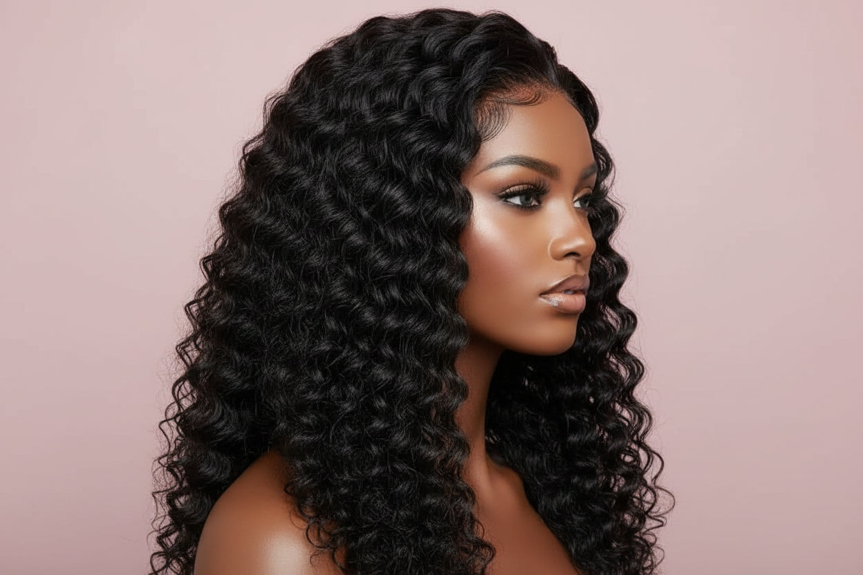 Deep Wave 4x4 Transparent Lace 100% Human Hair Closure Wig The Hair Pusher