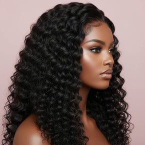 Deep Wave 4x4 Transparent Lace 100% Human Hair Closure Wig The Hair Pusher