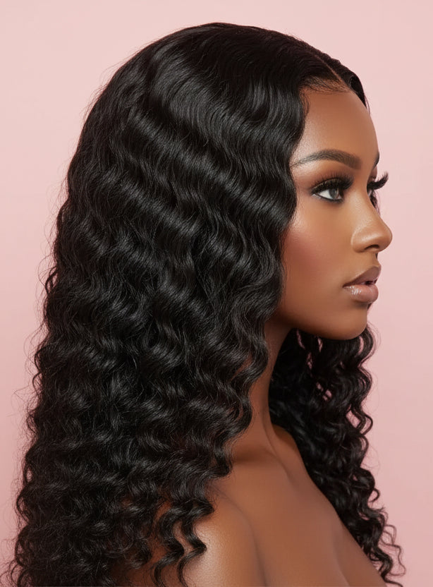 Deep Wave 4x4 Transparent Lace 100% Human Hair Closure Wig The Hair Pusher