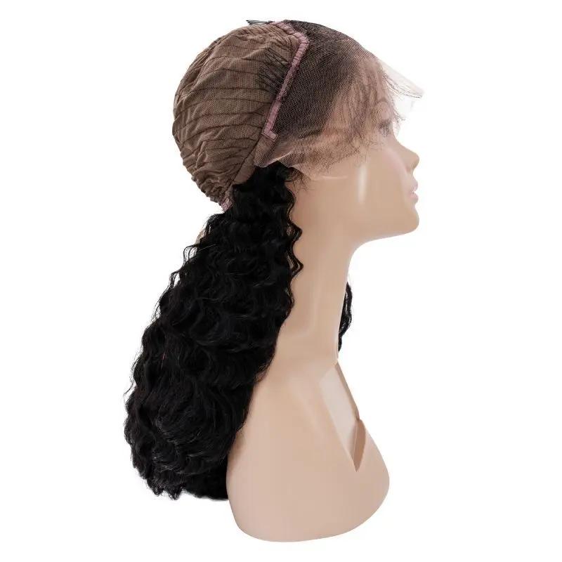 Deep Wave 13x4 Transparent Lace Front Human Hair Wig Private Label