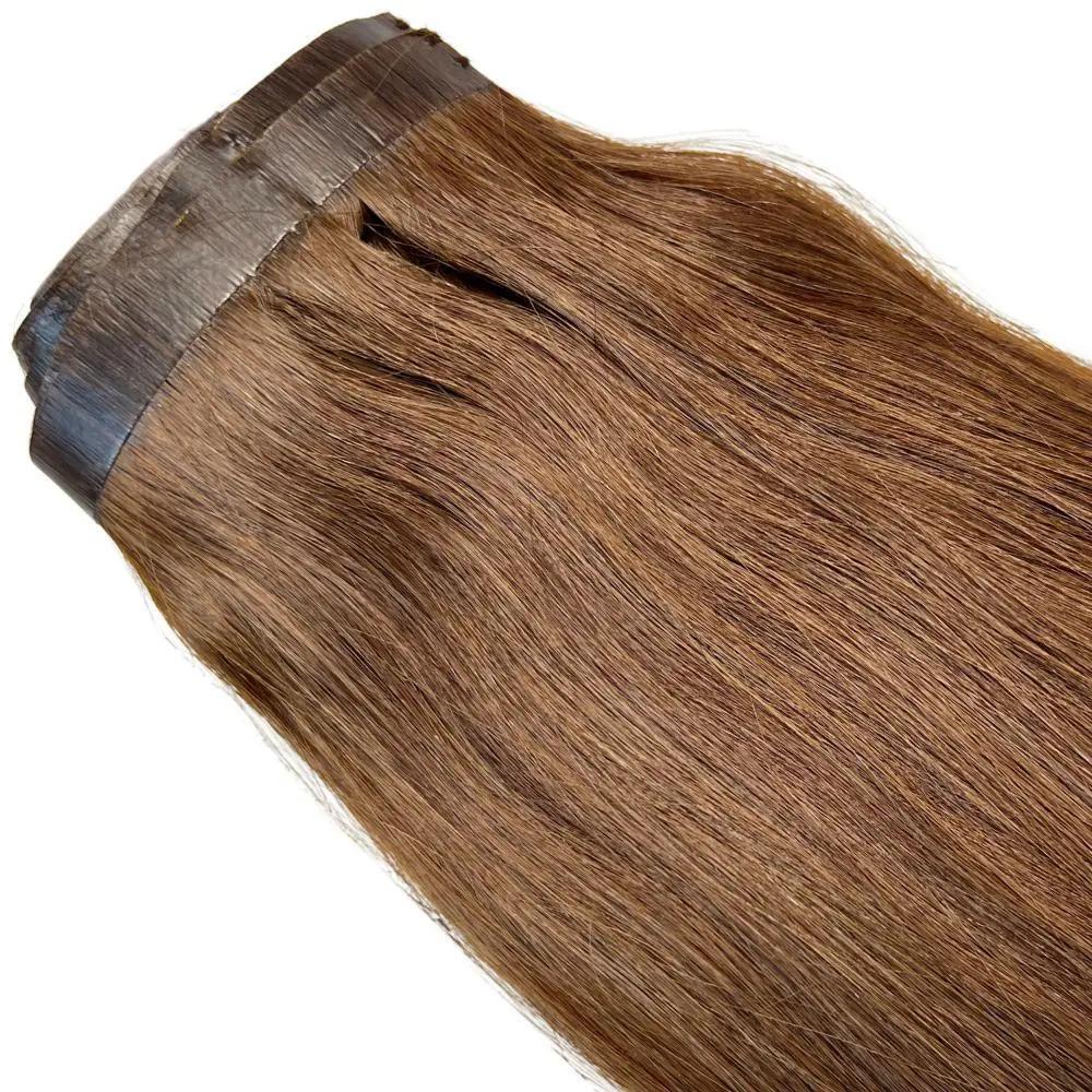 Medium Brown Seamless Clip-In 100% Human Hair Extensions The Hair Pusher