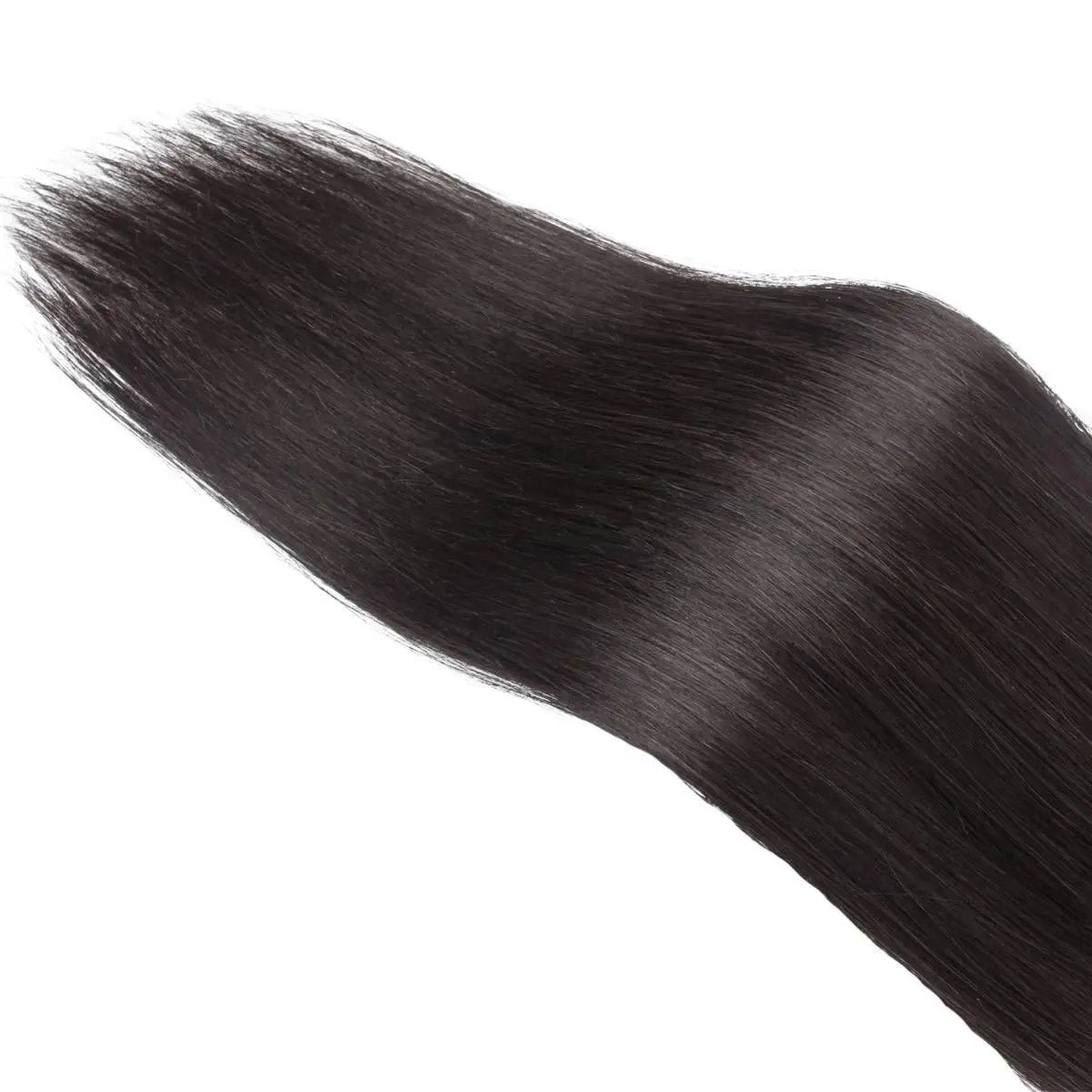 Raw straight 100% human hair ponytail extension by THE HAIR PUSHER PREMIUM LUXE HAIR, 26 inches long, 180g weight, natural straight style