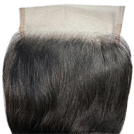 Jet black body wave 5x5 HD lace human hair closure by THE HAIR PUSHER PREMIUM LUXE HAIR, showing detailed lace and silky waves.