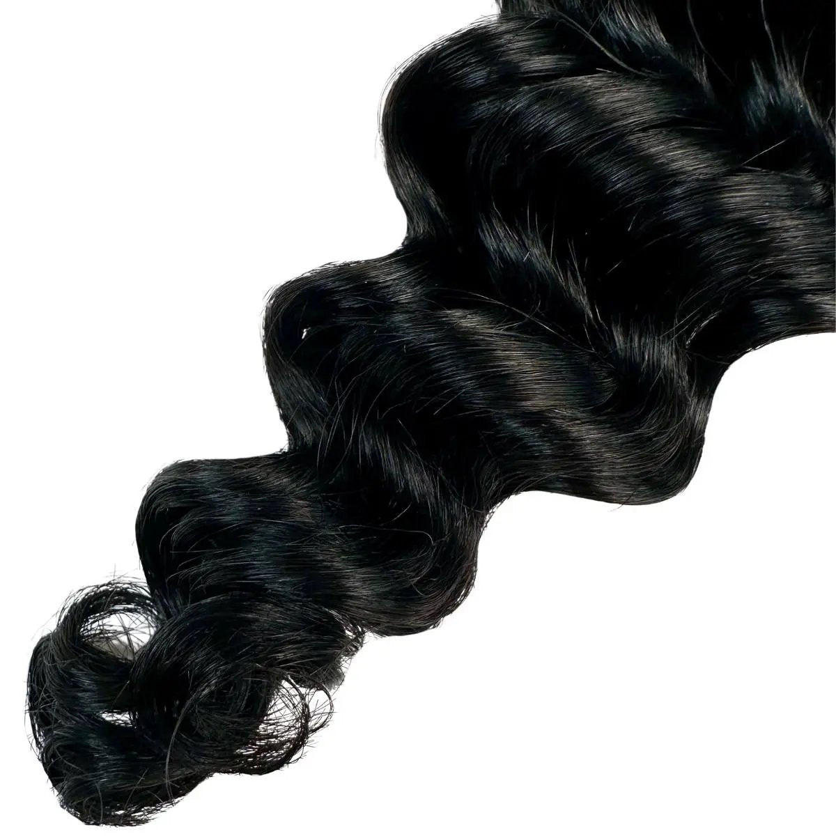 Jet Black Deep Wave Braiding Hair by THE HAIR PUSHER PREMIUM LUXE HAIR, 100% human, in #1 color, 16 and 20 inches.