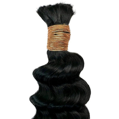 Jet Black Deep Wave Bulk 100% Human Braiding Hair Private Label