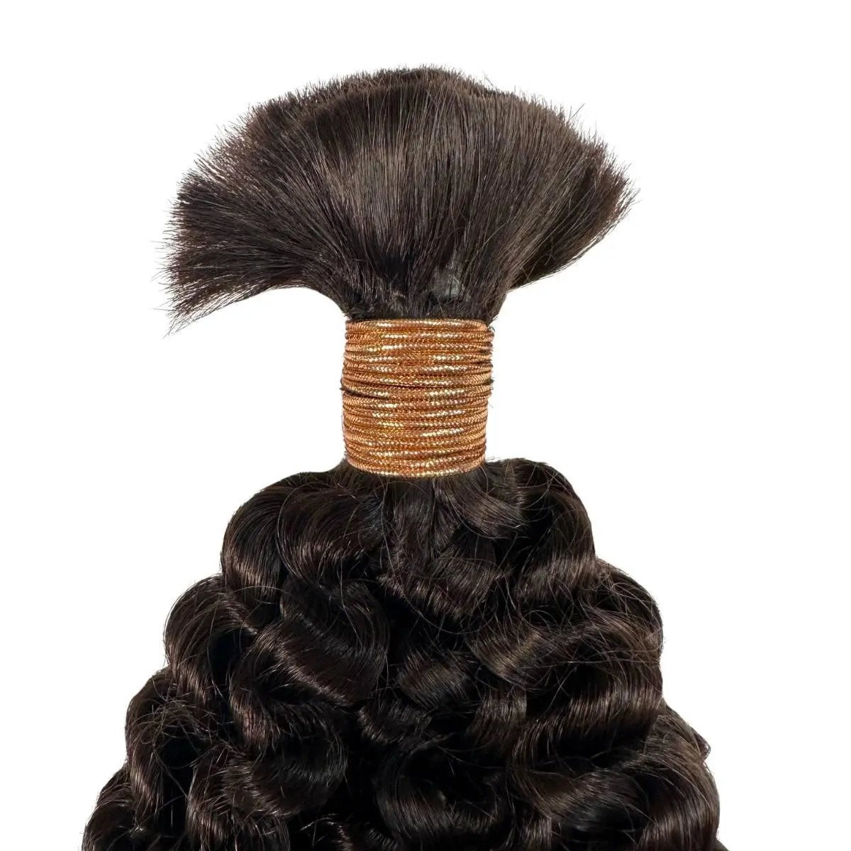 Kinky Curly Bulk Braiding Hair by THE HAIR PUSHER PREMIUM LUXE HAIR in 16" and 20" natural 1B color, suitable for braiding styles
