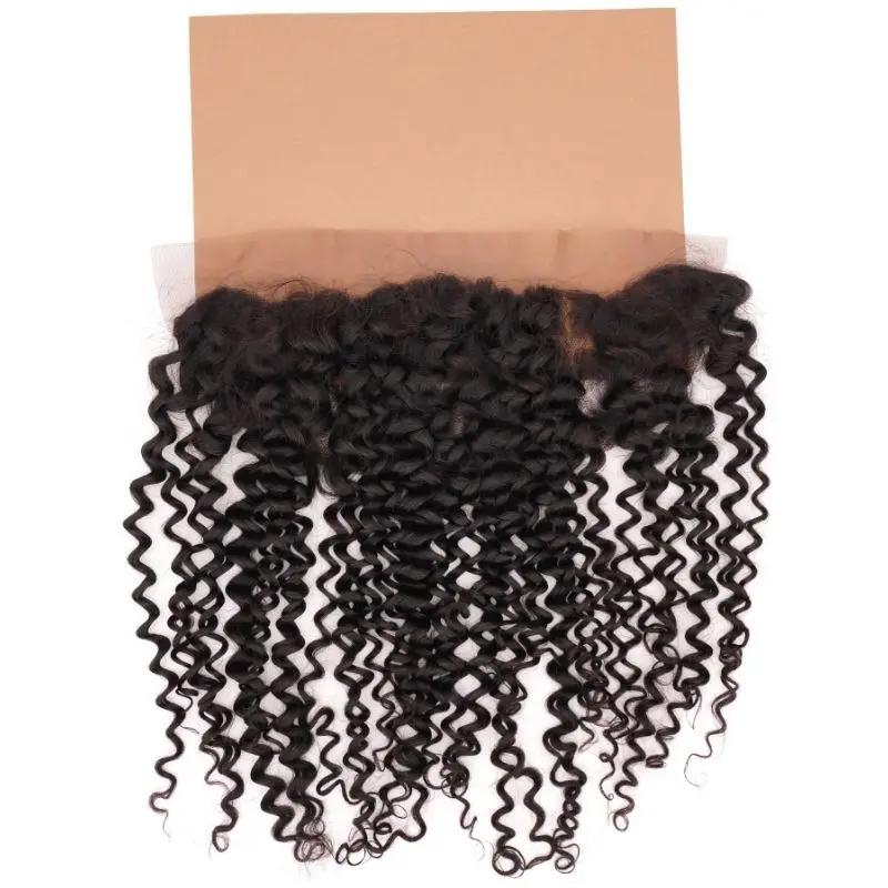 Kinky Curly 13x4 transparent lace human hair frontal by THE HAIR PUSHER PREMIUM LUXE HAIR, showcasing natural kinky curly texture and lace front