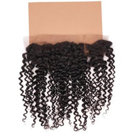 Kinky Curly 13x4 transparent lace human hair frontal by THE HAIR PUSHER PREMIUM LUXE HAIR, showcasing natural kinky curly texture and lace front