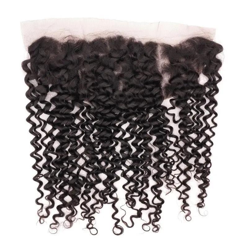 Kinky Curly 13x4 transparent lace human hair frontal extension by THE HAIR PUSHER PREMIUM LUXE HAIR, showcasing natural textured hair.