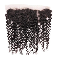 Kinky Curly 13x4 transparent lace human hair frontal extension by THE HAIR PUSHER PREMIUM LUXE HAIR, showcasing natural textured hair.