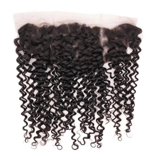 Kinky Curly 13x4 transparent lace human hair frontal extension by THE HAIR PUSHER PREMIUM LUXE HAIR, showcasing natural textured hair.