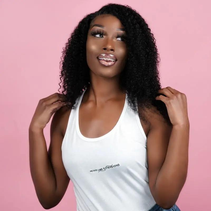 Kinky Curly 100% Human Hair Bundles Private Label