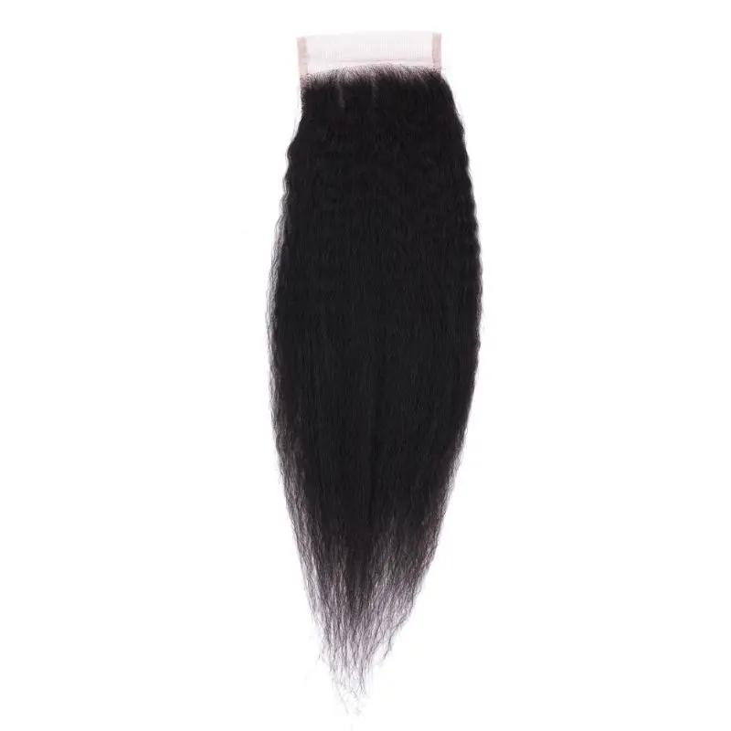 Kinky Straight 4x4 Transparent Lace Human Hair Closure Private Label