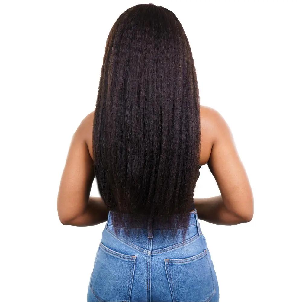 Kinky Straight 4x4 Transparent Lace 100% Human Hair Closure Wig Private Label