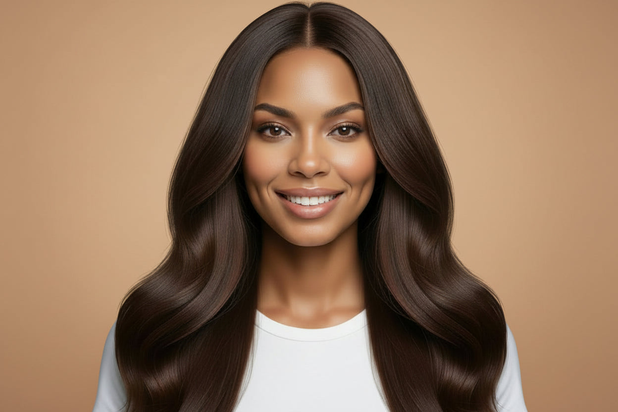 Medium Brown Seamless Clip-In 100% Human Hair Extensions The Hair Pusher