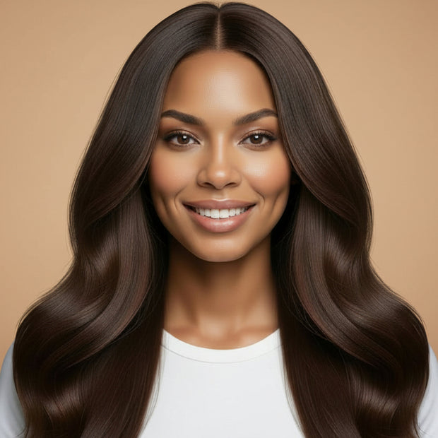 Medium Brown Seamless Clip-In 100% Human Hair Extensions The Hair Pusher