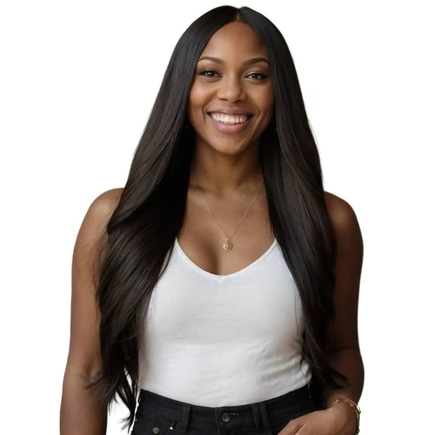 Natural Black Seamless Clip-In 100% Human Hair Extensions The Hair Pusher