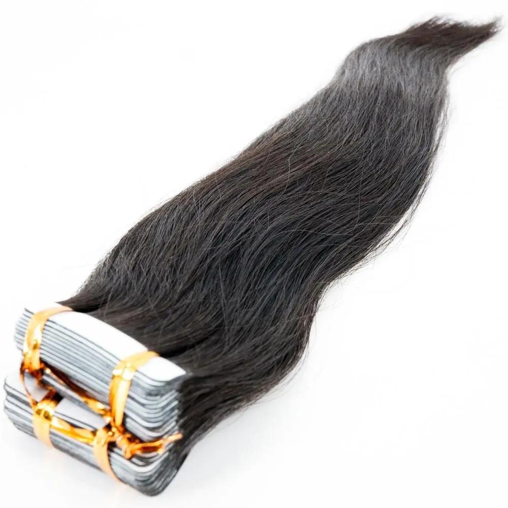 Raw Straight 100% Human Hair Tape In Extensions Private Label