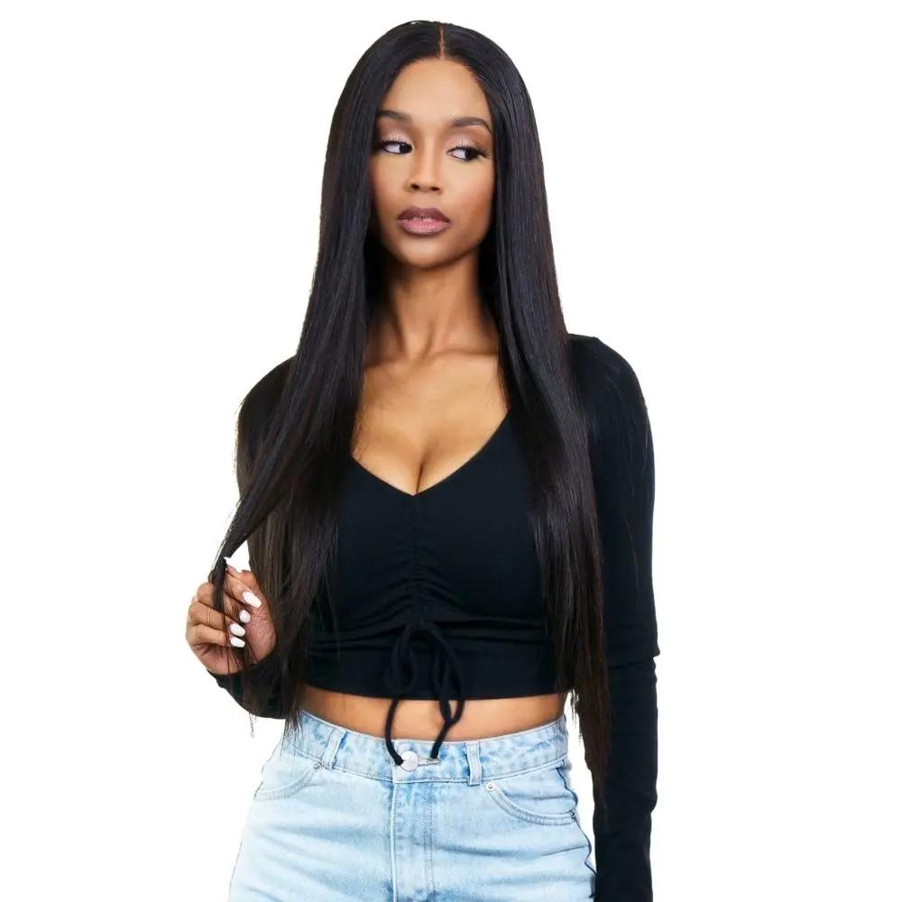 Straight 4x4 Transparent Lace 100% Human Hair Closure Wig Private Label
