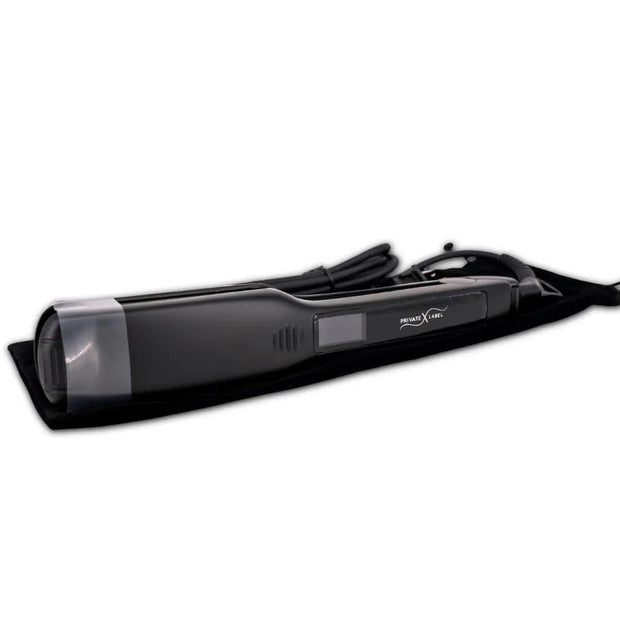Titanium flat iron by THE HAIR PUSHER PREMIUM LUXE HAIR, 1.75 inch wide, professional hair styling tool with sleek design