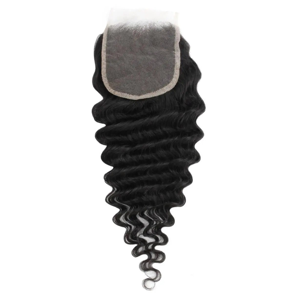 Deep Wave 4x4 Transparent Lace Human Hair Closure Private Label